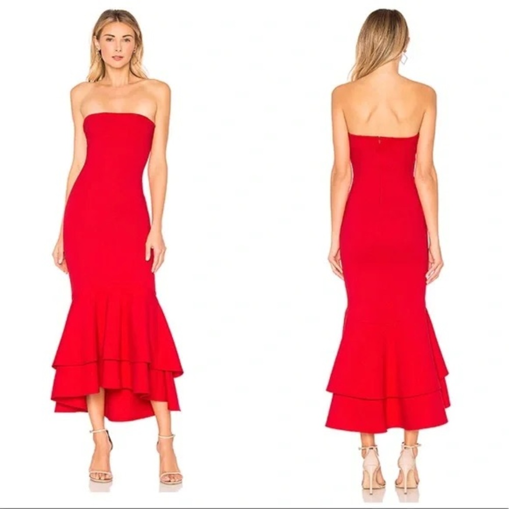 Lovers + Friends Red Strapless Midi Dress